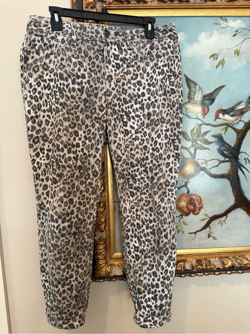 Leopard Print Ankle Jeans in Taupe/Black